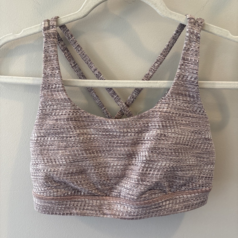 Lululemon Women's Size 6 Arrow Jacquard Pink Sports Bra Workout‎ Gym